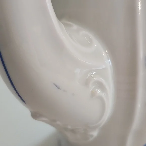 MZ CZECHOSLOVAKIA Vintage white teapot with lid blue ditsy floral